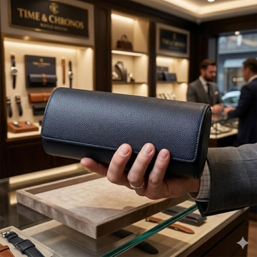 Image of essart Travel Watch Roll Case 4 Slots - Portable Luxury Watch Organizer & Storage Box for Men & Women