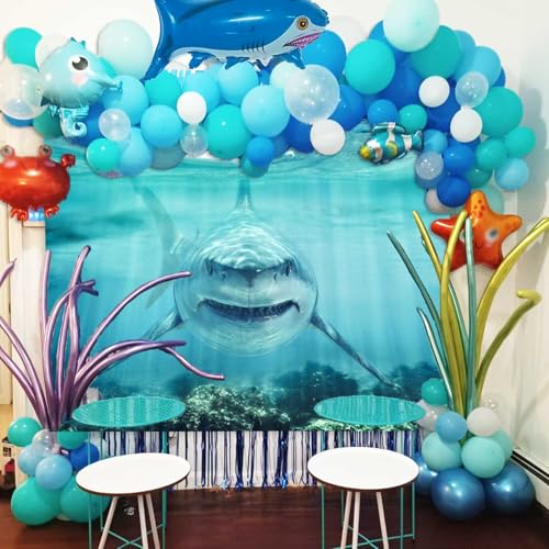 Fondo fotográfico 6x4 pies Tema marino con tiburón miniatura 3