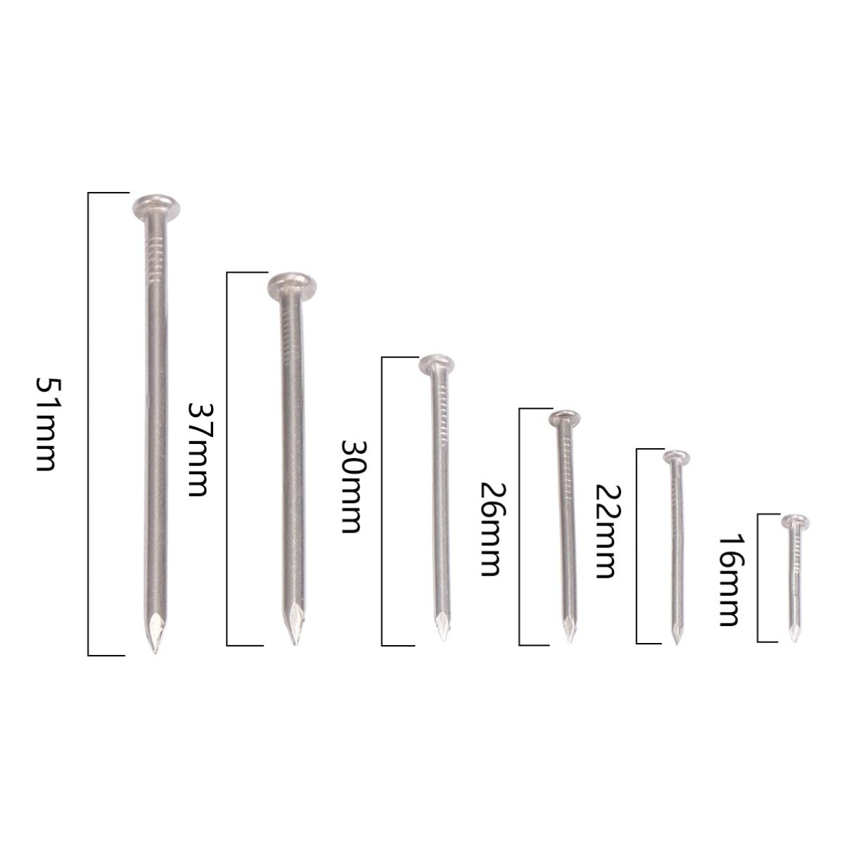 VILLCASE Diy Woodworking Tool Kit 460pcs Stainless Steel Round Nails Construction Nail Flat Head for Hanging Projects