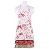 NEOVIVA Kitchen Aprons for Women with Pocket, Old-fashioned Canvas Bib Apron for Cooking, Baking, BBQ and Gardening, Style Doris, Floral Lollipop Red