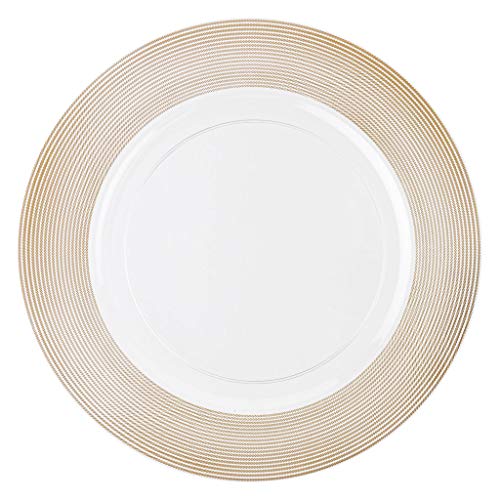 Platos cargadores redondos texturizados dorados 13 pulgadas pack x48