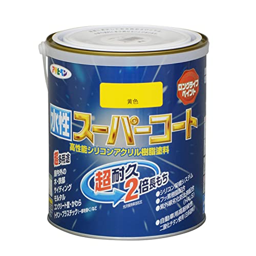 アサヒペン ペンキ 水性スーパーコート 水性多用途 黄色 1.6L