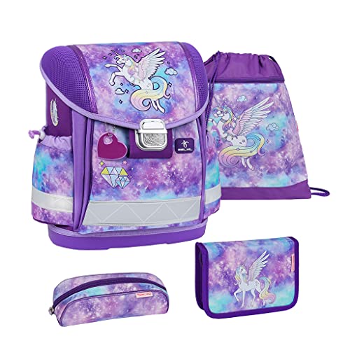 Belmil 403-13 - Mochila escolar (4 piezas), Diamante Unicornio, Juego de mochila escolar Cover