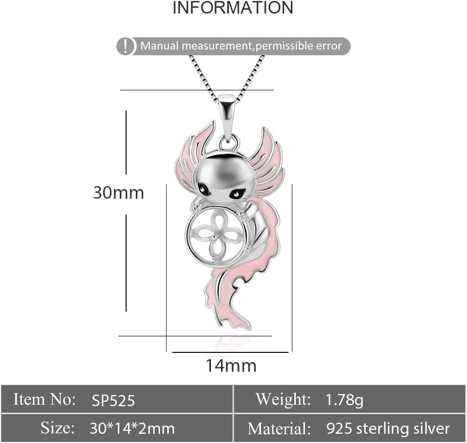 Pink Axolotl Pearl Bail Pendants for Pearl Jewely Making Sterling Silver