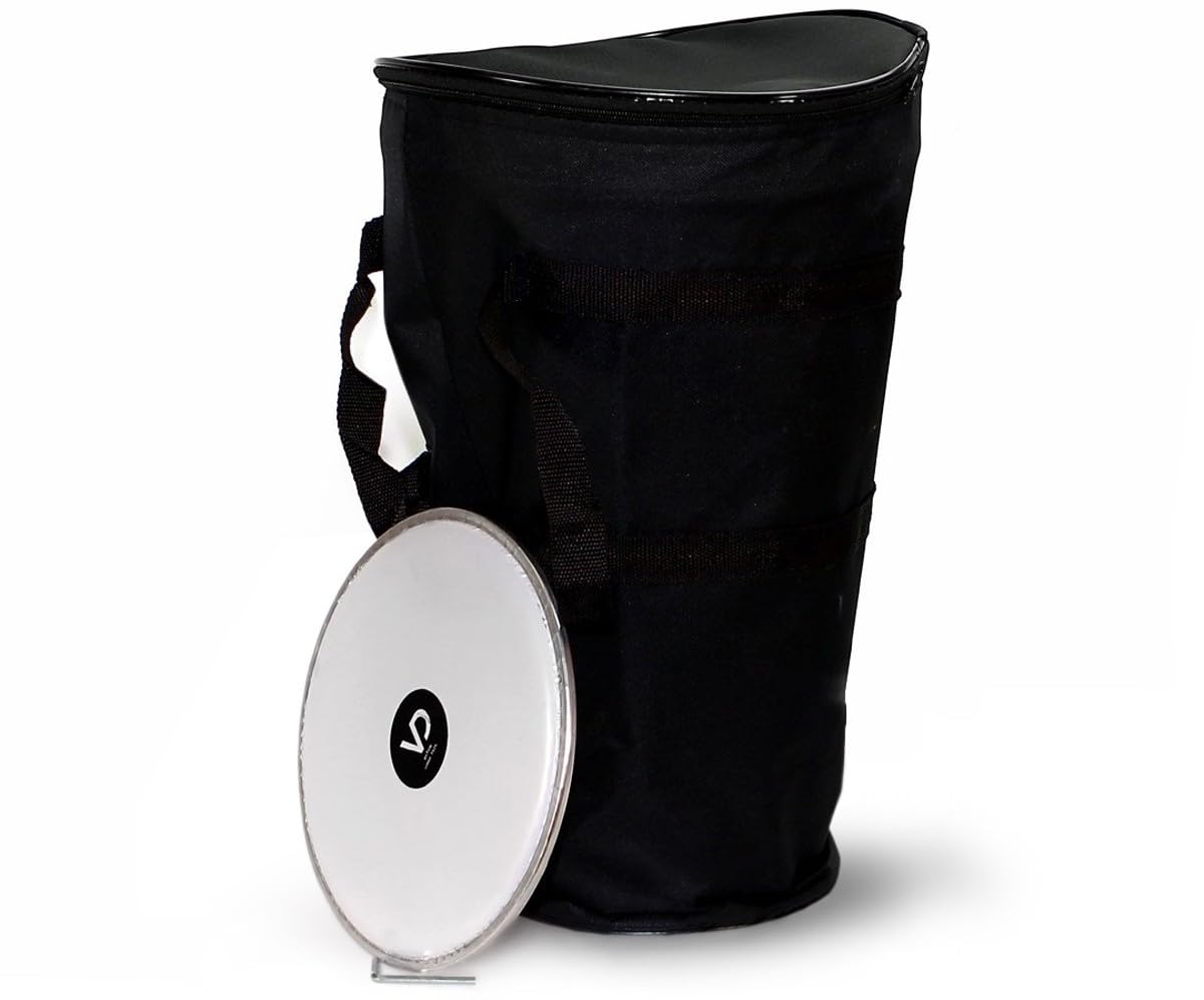 Darbouka 3040-S-M - Tamburo orientale professionale in alluminio pressofuso con pelle di ricambio e borsa