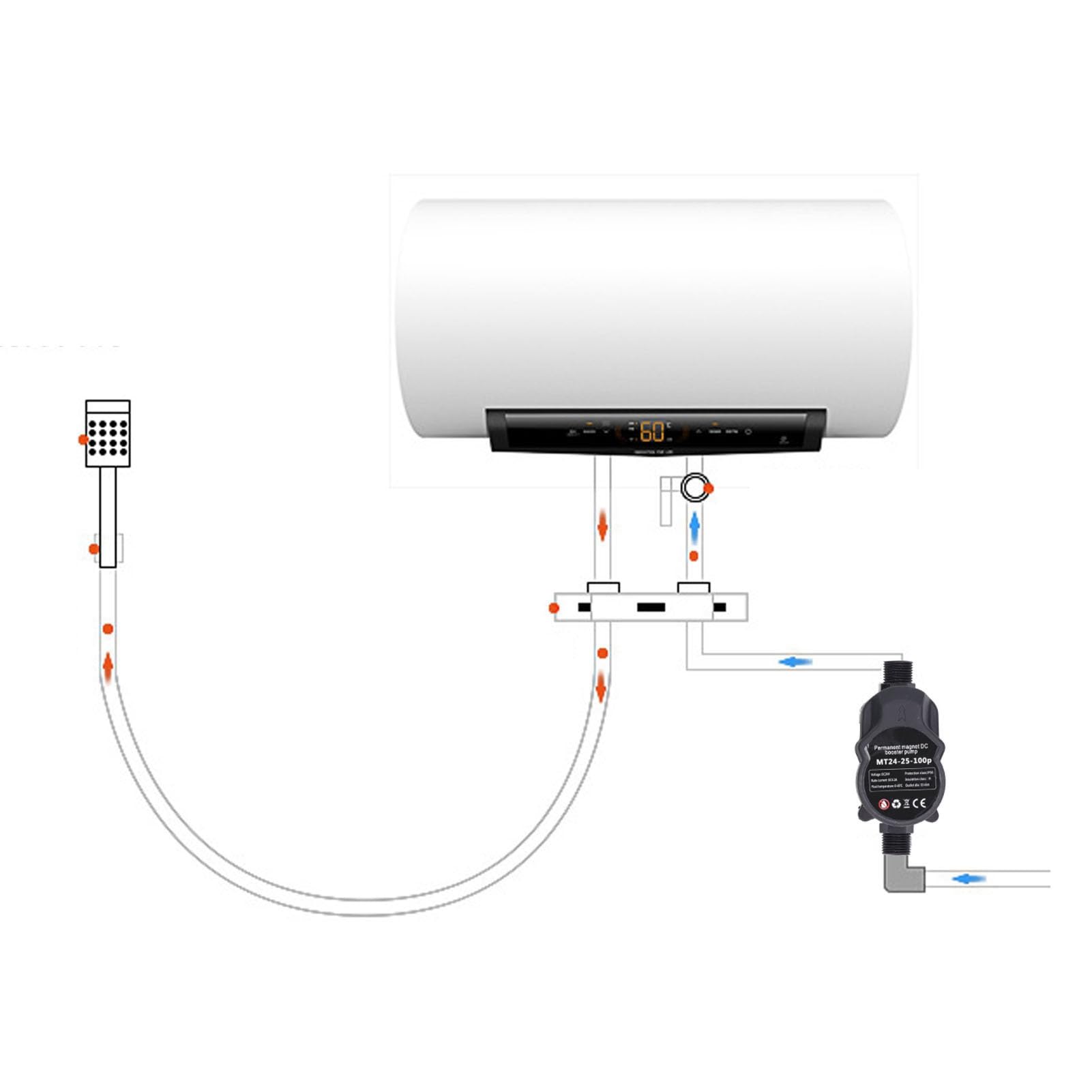 24V DC Pompe à pression de surpression d'eau, pompe de douche à faible bruit entièrement automatique pour domestique