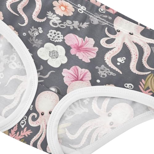 Wusikd Octopus Flowers Girls' Underwear Cotton Pink Girls Briefs Soft Toddler Underwear 2T4