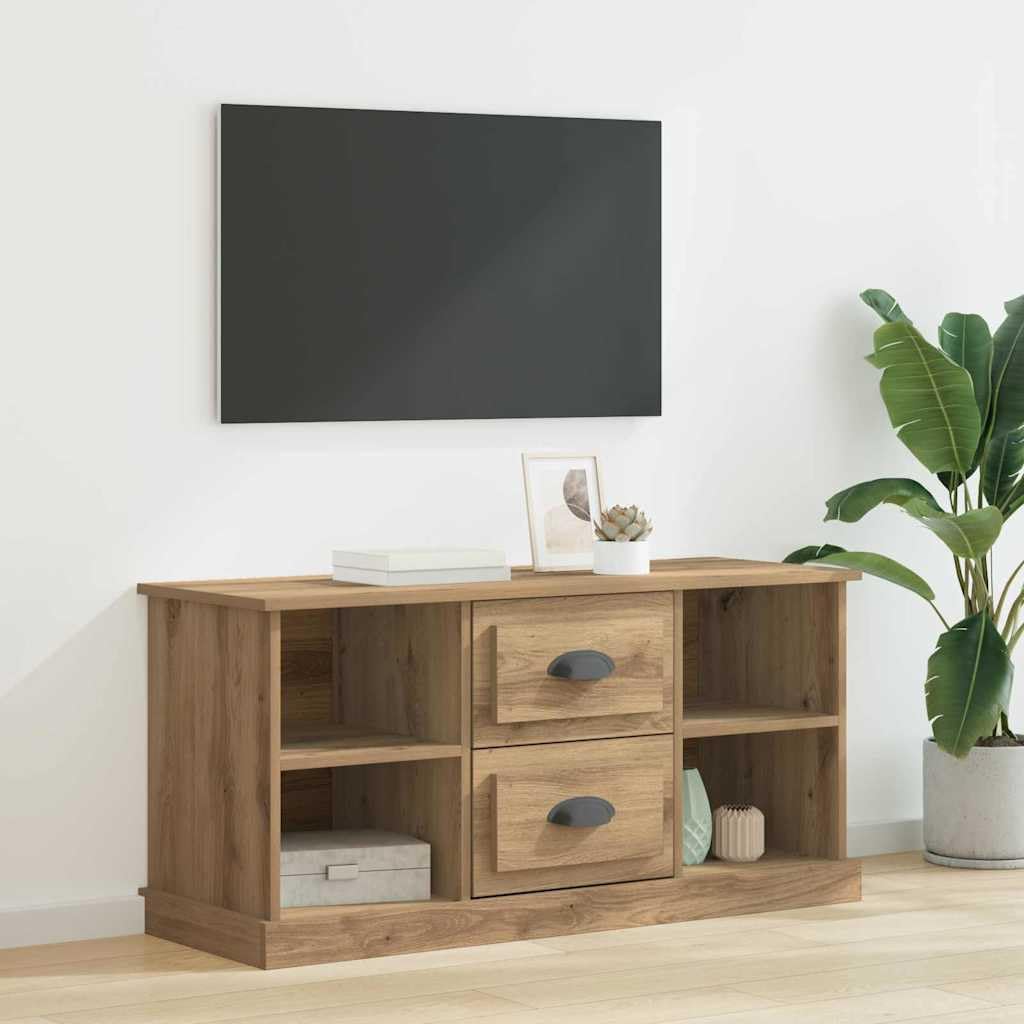 Elegante mueble de TV de madera con amplio espacio de almacenamiento, armario de TV con compartimentos abiertos y cajones, así como placa superior resistente para el hogar