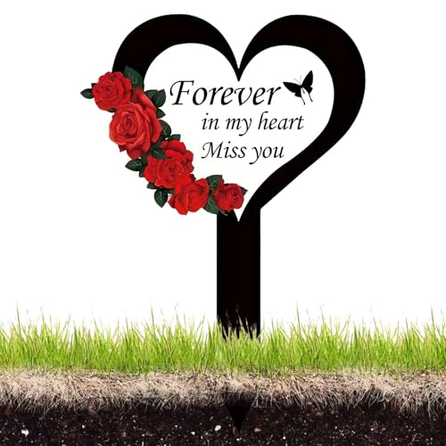 Decorazioni per tomba – Sympathy 2D acrilico commemorativo, resistente alle intemperie, a forma di cuore e cimitero, per cortile, prato e ricordo duraturo