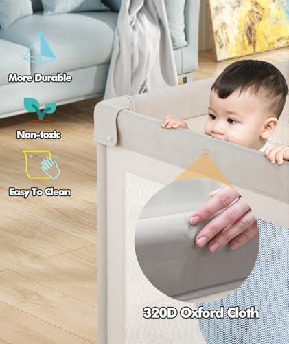 Image of Mloong Baby Playpen with Mat, 59x71 in Extra Large Playpen for Babies and Toddlers, Indoor & Outdoor Activity Center, Safety Baby Fence with Door, Play Pen, Play Yards