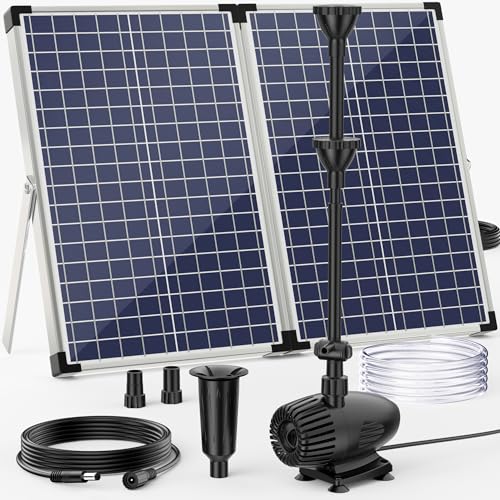 POPOSOAP 70W Solar Pond Pump,Solar Fountain Pump 580GPH Adjustable Flow, Outdoor Solar Water Pump...