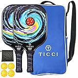 TICCI Pickleball Paddle USAPA Approved Set 2 Premium Graphite Craft Rackets Honeycomb Core 4 Balls...