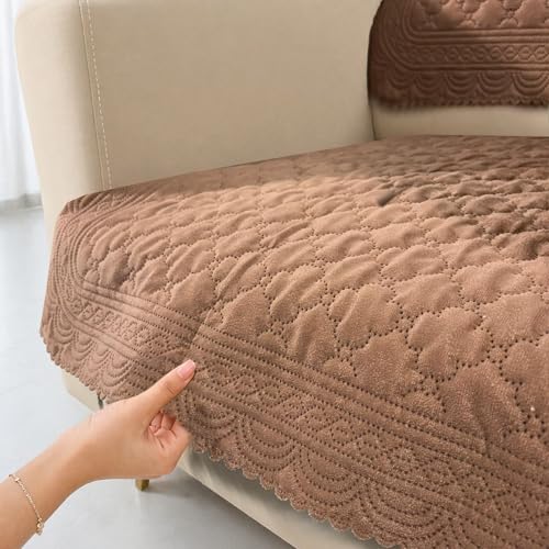 Image of Homerz Premium Petal Charm Sofa Cover | Embossed Floral Pattern | Soft Touch, Anti-Dust & Easy Wash Fabric Cloth, Washable and Durable (Rust, 1 Seater, Seat Cover with Backrest)