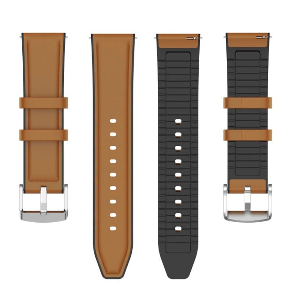 Image of AONES 20mm Watch Strap Leather Silicone Belt Compatible for Timex Analog Twhg03Smu26 Smartwatch Hook Band