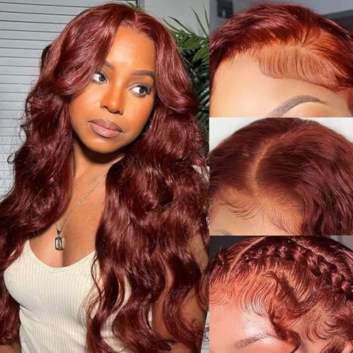 Aaliweya Reddish Brown Lace Front Wigs Human Hair Auburn 13x4