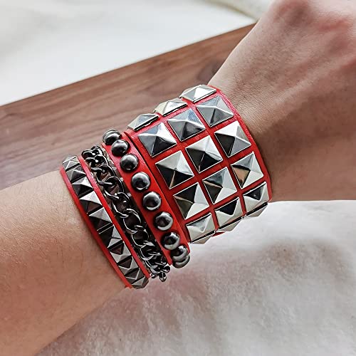 Pulsera punk unisex de cuero con tachuelas metálicas miniatura 5