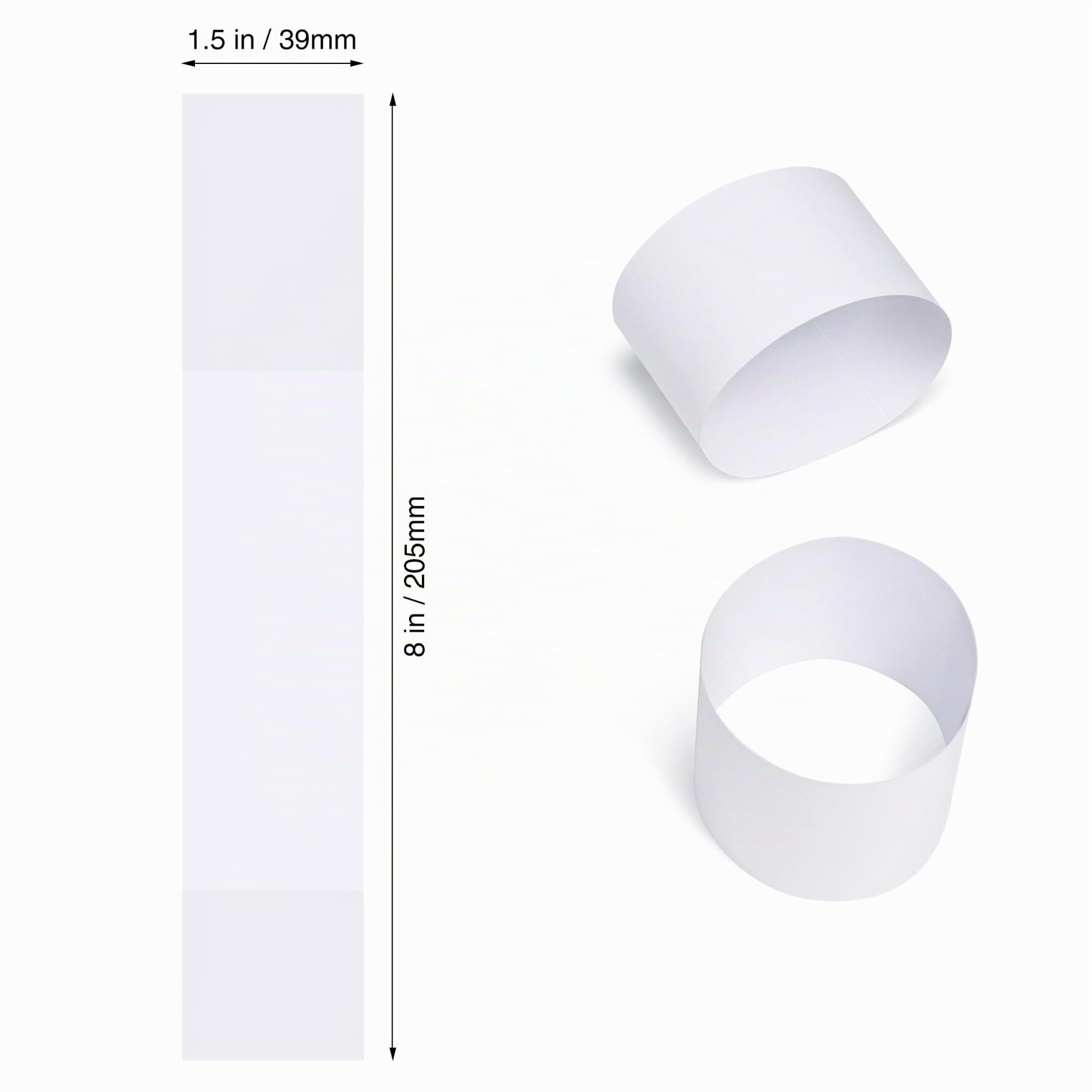 L LIKED 100 Blanko-weiße Geldbänder für Bargeld, selbstklebende Geldbänder, 205 x 39 mm