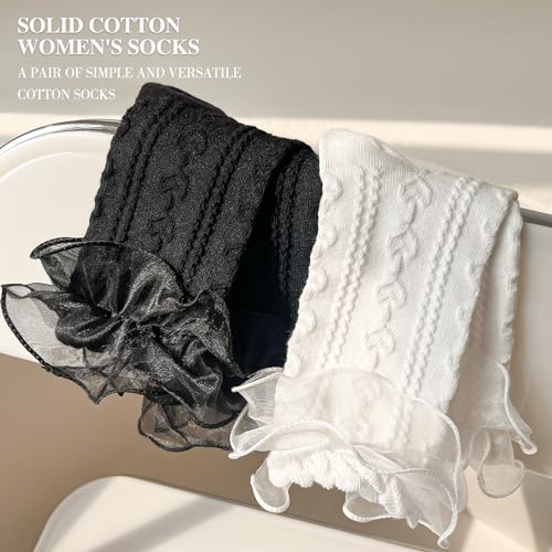 Women Lace Socks Ruffle Frilly Socks - Comfortable Cotton Cute Socks Princess Lolita for Ladies Gril3