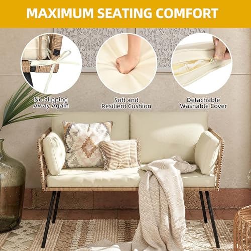 Dwvo MADWVQG6L7 Patio Loveseat, All-Weather Wicker Rattan Patio Sofa For Balcony, Backyard, Pool, Porch, Deck, Outdoor Sectional Furniture thumb #5