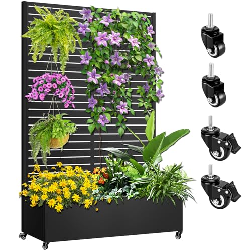 Meyoppm 72"x47"x16" Metal Planter Box with Trellis, Raised Garden Bed
