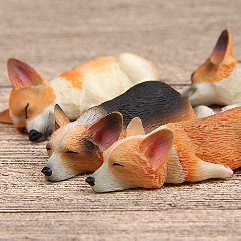 ornerx Mini Resin Randomly Ornaments Corgi Dog Figurines Pack of 4 Cover