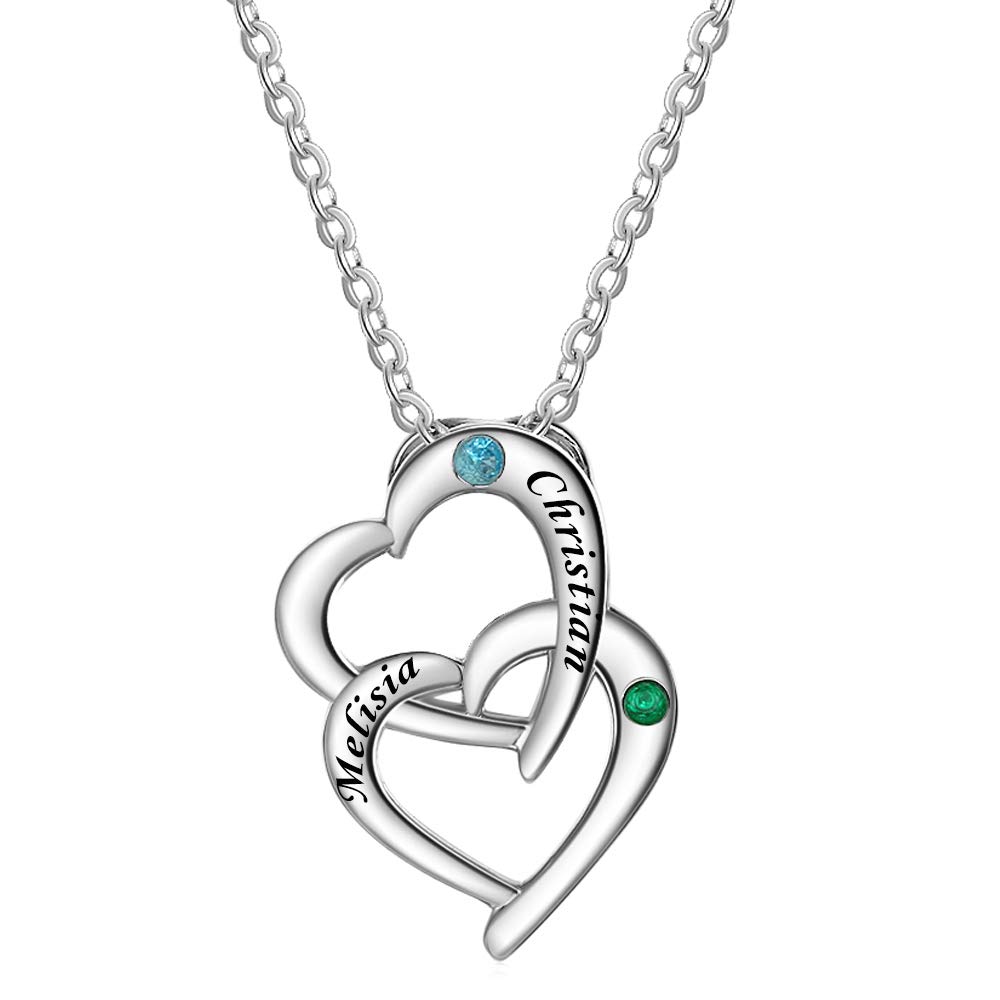 DaMei Collar con Nombre Mama Personalizado con Corazon Colgante Plata con Nombres Personalizados para Niña Regalo da Cumpleaños para Mujer Personalizados
