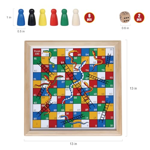 Juego de Mesa Clásico Serpientes y Escaleras de Madera miniatura 5