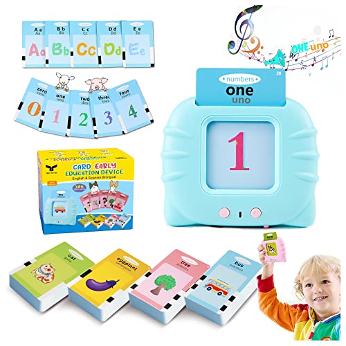 Toddler Toys Gifts for Age 2 3 4 5 Year Old Boys Girls: 385 Sight Words Spanish English Talking Flash Cards for Toddlers 2-4 Montessori Toys for 2 Year Old Speech Therapy Toy Spanish Learning For Kids