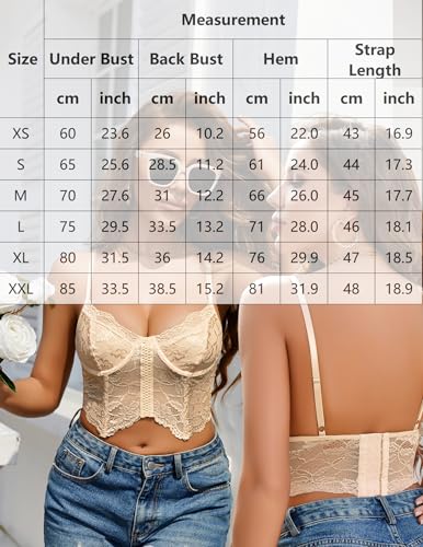 Image of Avidlove Lace Bralettes for Women Y2k Camisole Lingerie Adjustable Strap Crop Top (Champagne, XX-Laege), XX-Large