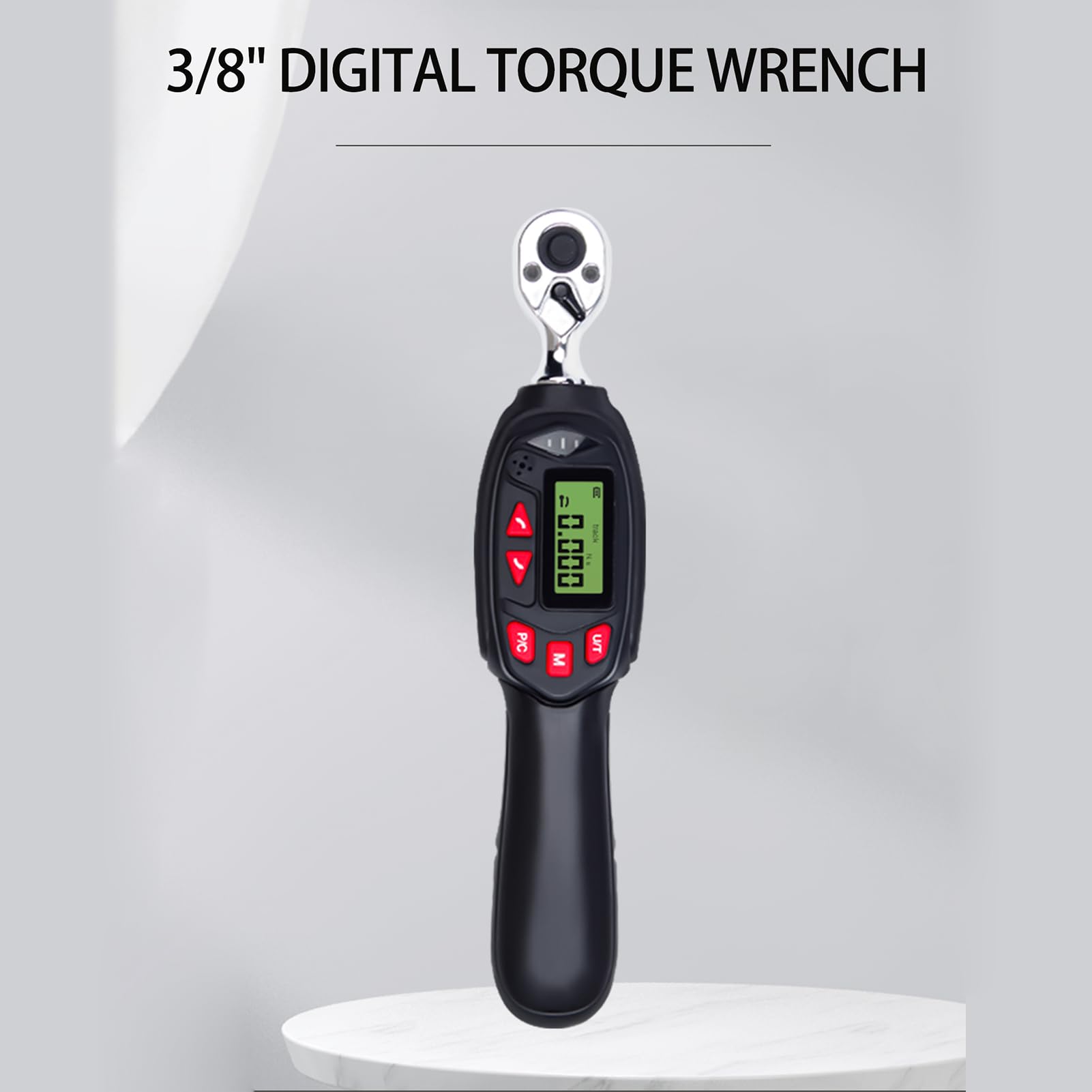 3/8 "Llave de torque digital con timbre y notificación de flash LED 3-60 nm y ± 2% de alta precisión de la operación bidireccional que incluye 5 unidades de torque y 3 modos
