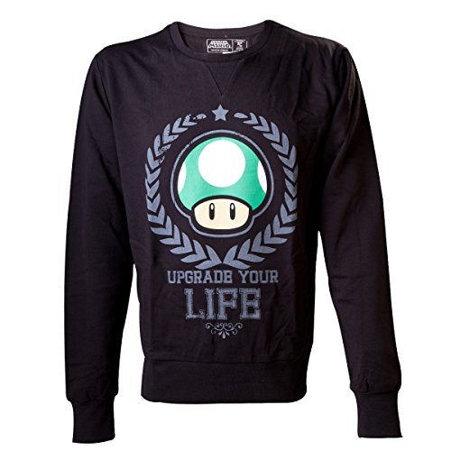 Nintendo Sudadera Mushroom Seta 1UP Upgrade Your Life tamaño XL – Super Mario Bros. Sweater...
