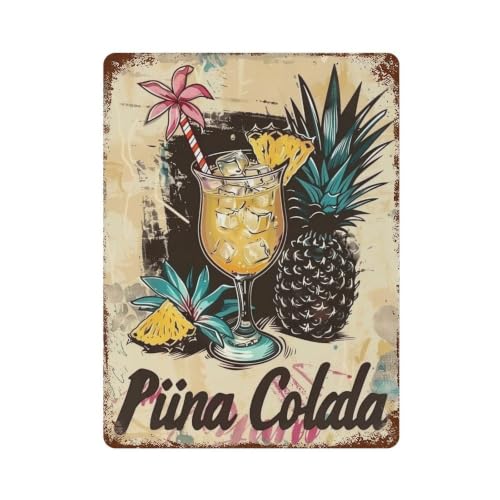 Décoration industrielle Linocut Tiki Bar ornement en fer vintage 40x30 cm