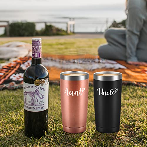 Gtmileo Aunt Uncle Gifts, Aunt And Uncle Stainless Steel Insulated Travel Tumbler Set Of 2, Mothers Day Fathers Day Christmas Birthday Gifts For Aunt Uncle From Niece And Nephew(20Oz, Rose Gold&Black) #TOP4