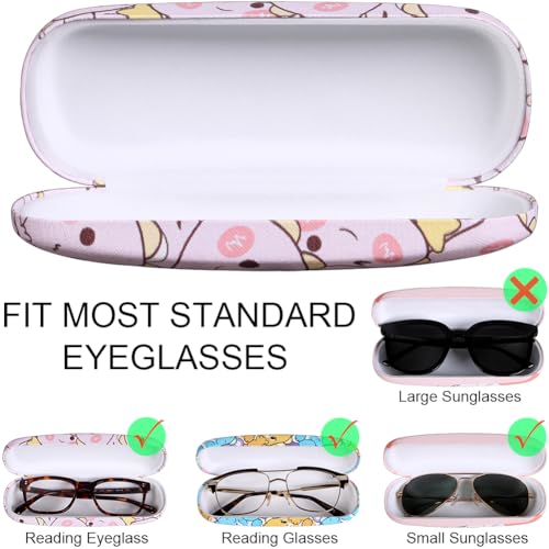 Image of ADBGV Cute Stylish Hard Shell Eyeglasses Cases Protective Case Storage Box With Glasses Cloth Eyeglass Strap for Girl Teen