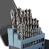Brad Point Drill Bit Set 29Pcs (1/16' - 1/2') HSS Round Shank Drill Bit Set with Double Flutes Design for Hardwood, Plywood, Plastic Round Holes in All Types of Wood