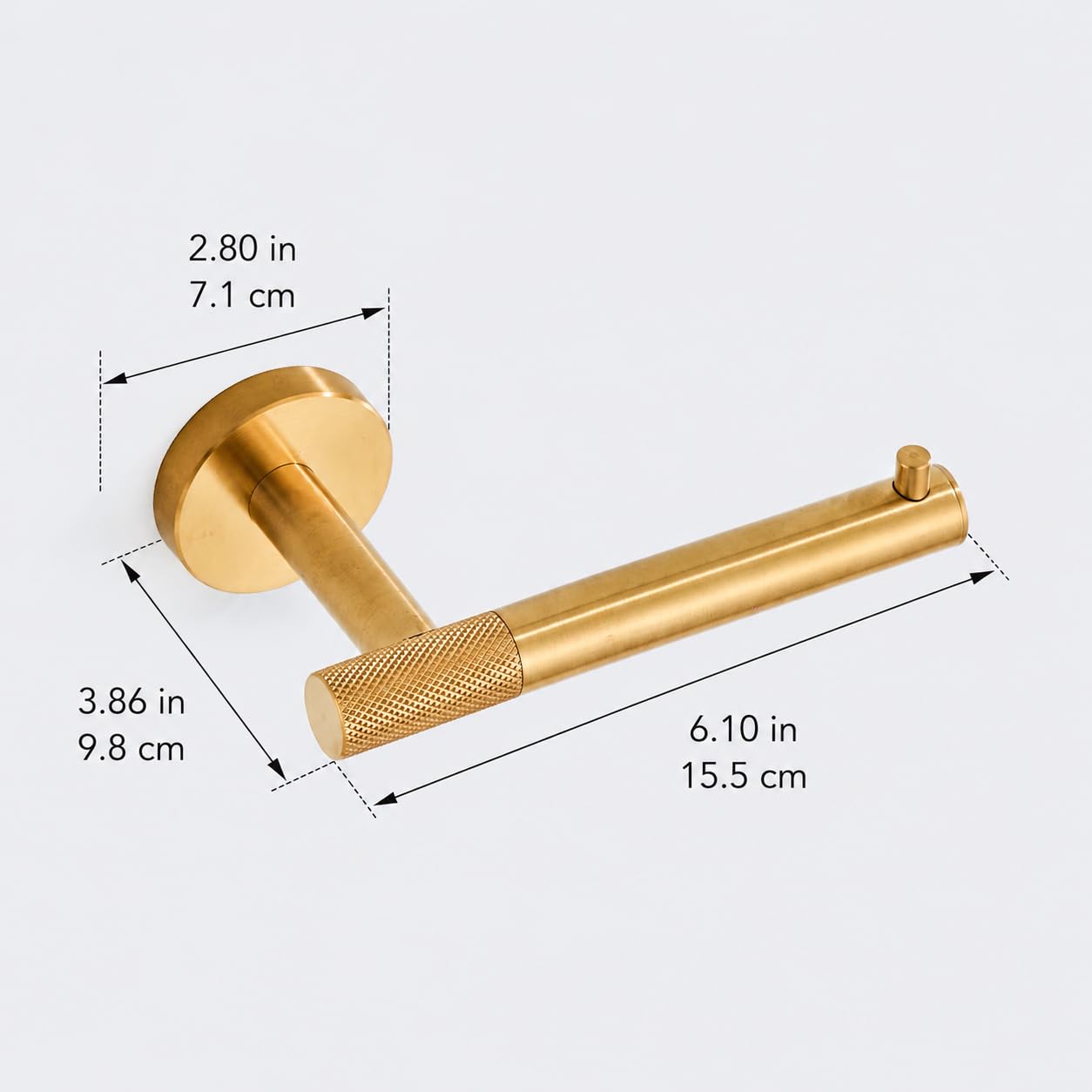 Brushed Gold Toilet Paper Holder, Wall Mounted Toilet Tissue Holder, SUS304 Stainless Steel, Fits Mega & Jumbo Rolls, Solid Knurled Detail, Modern Bathroom Hardware — Amazon image 6