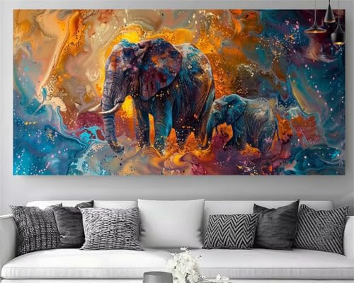 Peinture Diamant 5D éLéPhant coloré pour sublimer votre grand salon moderne