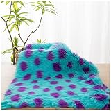 Blue and Purple Monsters Print Fabric with Wave Soft Low Pile Faux Fur 19.7'x63' for DIY Halloween Winter Costume Gnome Beard Miniature Dolls Costume Rugs Mat