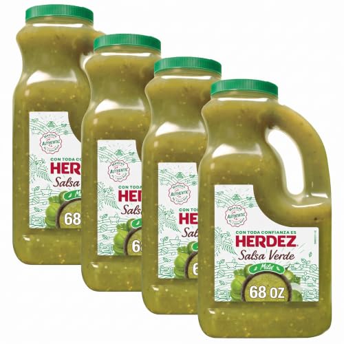 HERDEZ Salsa Verde, Mild, 68 oz Jug – Tangy Green Tomatillo Salsa for Tacos, Enchiladas &amp; Dips (Pack of 4)