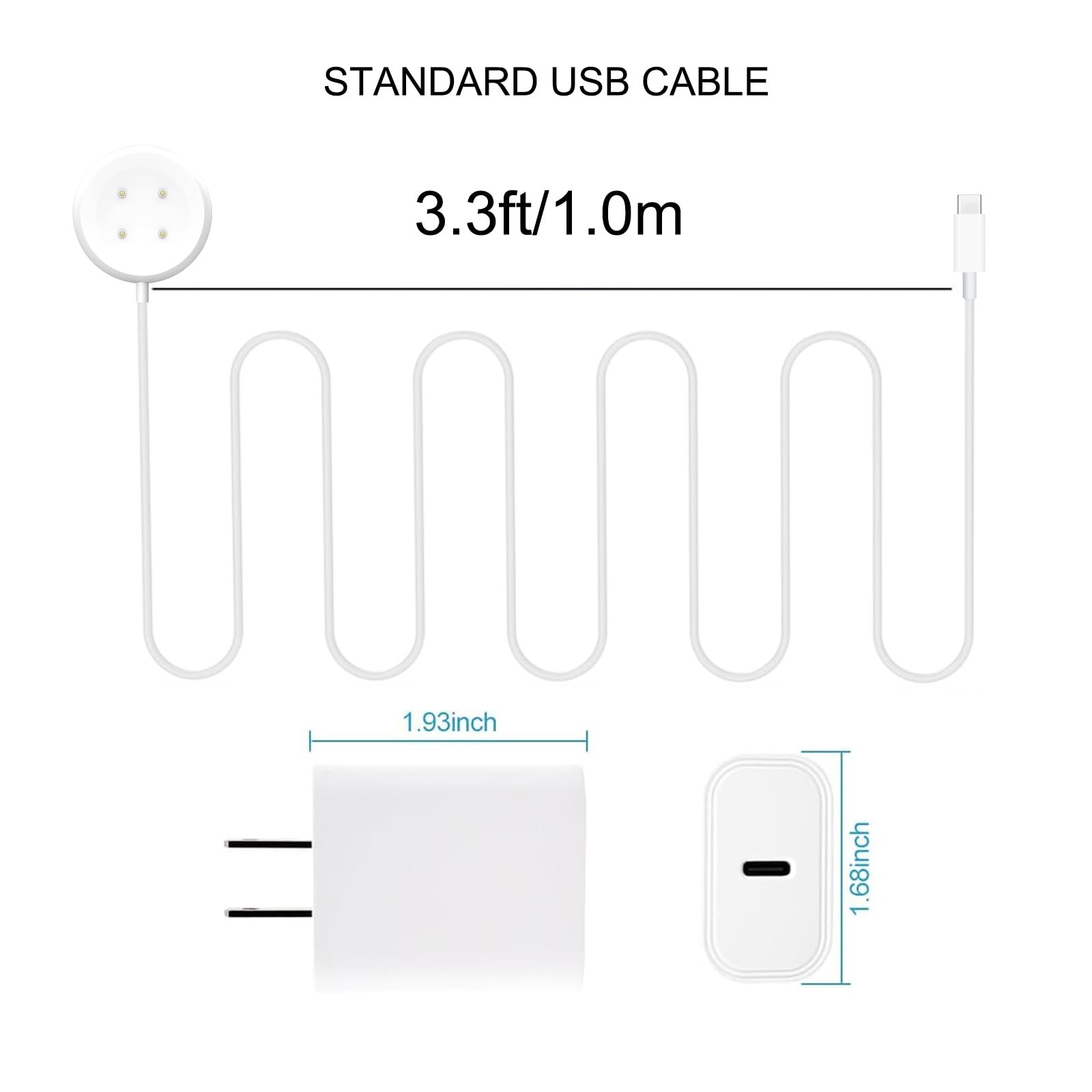 Confezione da 2 caricabatterie rapido da parete per Google Pixel Watch 3, Google Pixel 2 Smart Watch caricabatterie di ricambio adattatore magnetico Google Pixel Smartwatch USB-C cavo di ricarica