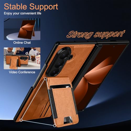 Casetego for Galaxy Z Fold 8 Ultra Wallet Case with Detachable Magnetic,[Card Holder][Built-in Screen Protector][Kickstand][Hinge Protection],PU Leather Cover for Samsung Galaxy Z Fold 8 Ultra,Brown by Casetego - Used condition - Image 4