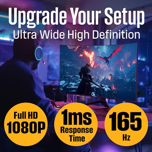 Image of Westinghouse 24 Inch Curved Gaming Monitor, 165Hz, 1ms, FHD 1080P, 3000:1 Contrast Ratio, 110% sRGB, 1500R, AMD FreeSync, Eyecare, for PC Games with Built-in Speakers, VESA, DisplayPort, HDMI