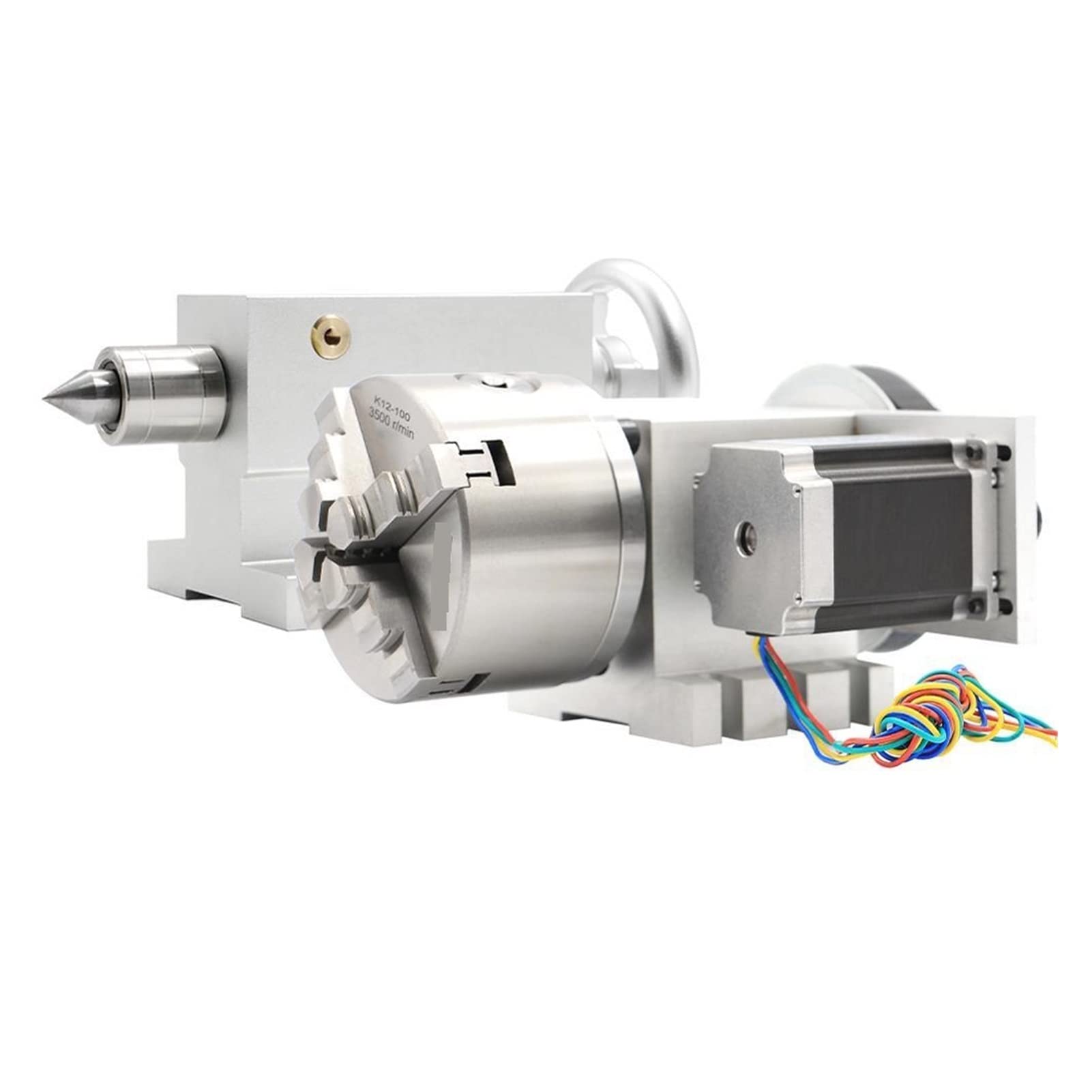 Cfwwsaq One Color Stepper Motor, 4 Jaw 100Mm 4Th Axis+Tailstock Cnc Dividing Head Rotation Axis/A Axis Kit For Mini Cnc Router/Engraver Wood Working Engraving