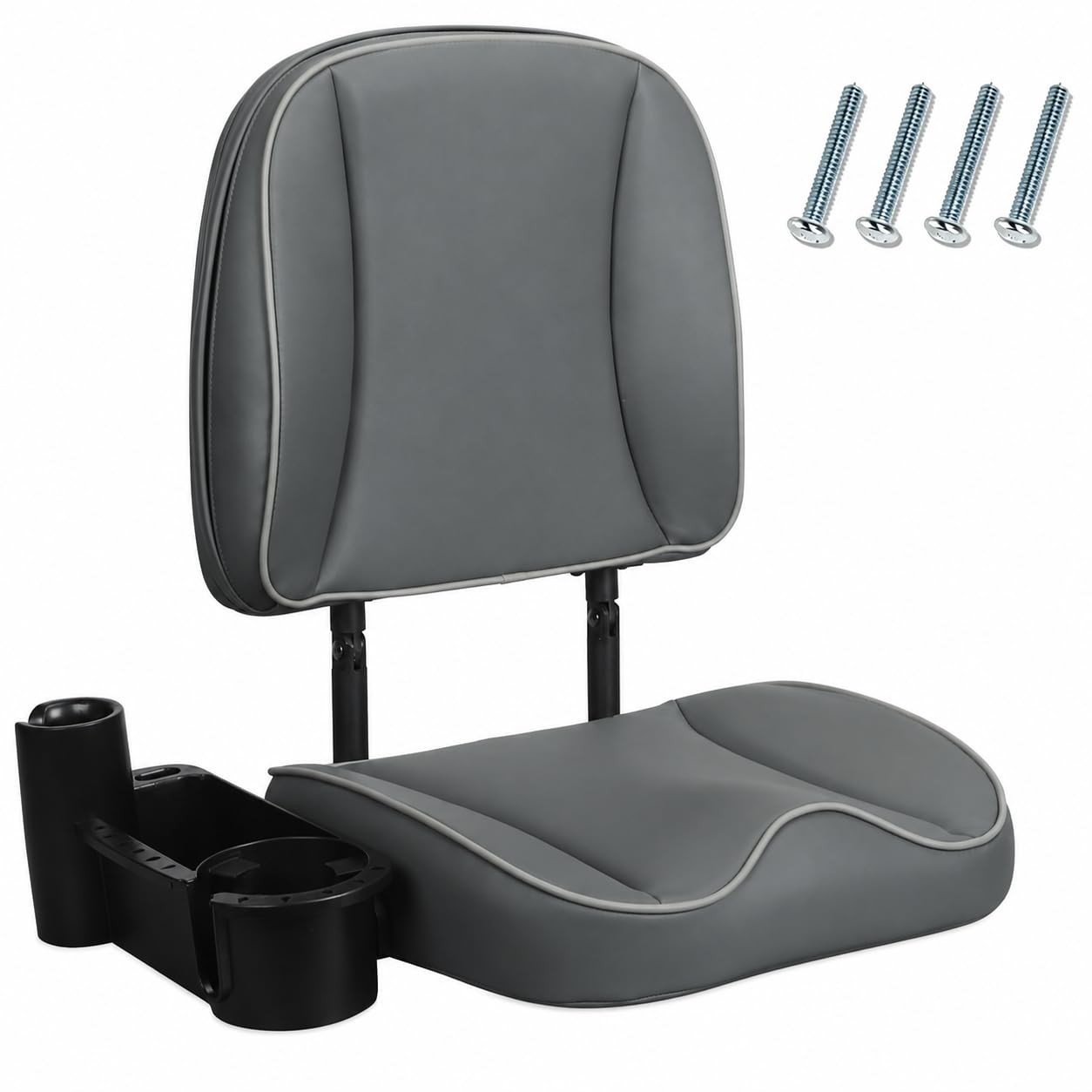 ERGOSEAT Low Back Folding Fishing Boat Seat with Cup Holder &amp; Storage