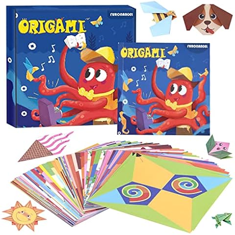 HONMOK 108 Sheets Origami Kit for Children,Christmas Crafts Gifts for Kids,Double-Sided Origami Paper Kit with 55-Page Instructional Book ,Christmas Handmade Gifts for 3-10 Years Old Girls Boys Cover