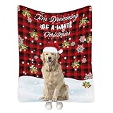 Custom Pet Photo Blanket, Personalized Christmas Fleece Throw with Dog's Name, Xmas Memorial Gift 50"x60" -  Artsadd