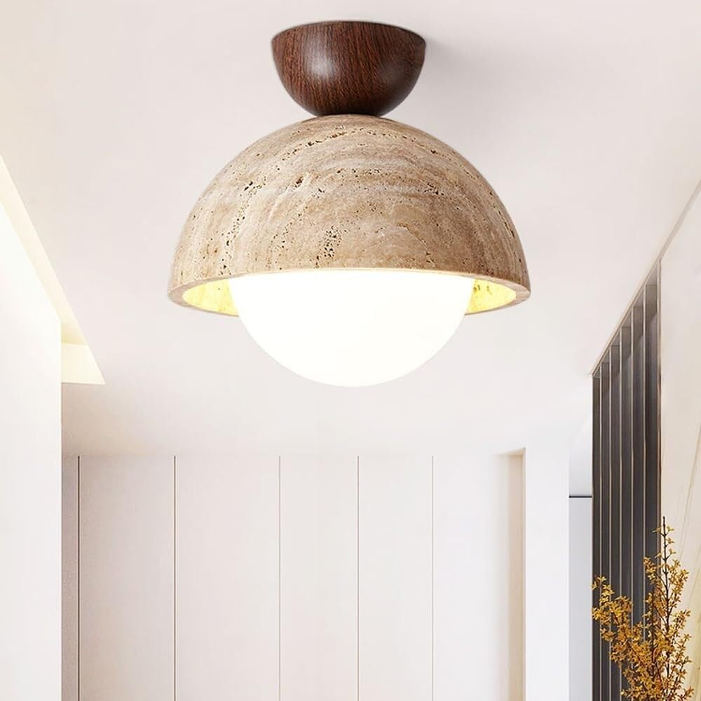 Nowoczesna i minimalistyczna lampa sufitowa LED z betonu wpuszczanego w stylu Wabi Sabi do salonu, sypialni lub korytarza. Cylindryczny reflektor z cementu, ciepła biel, 3000 K, kolor czerwony