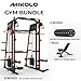 Mikolo Smith Machine, All-in-one Power Cage Home Gym with Weight Stack, Aluminum Pulley Set, Dual LAT Pull-Down System & Cable Crossover, Red (with 230lb Black Plates Set+Bench)