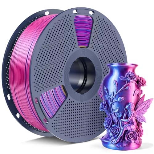 Image of SUNLU Silk Dual Color PLA+ Filament 1.75mm, Red Blue 2-in-1 Coextrusion Filament, Color-Shifting Chrome-Like Shine, Dimensional Accuracy + /- 0.02mm, 1kg Reusable Spool (2.2lbs)