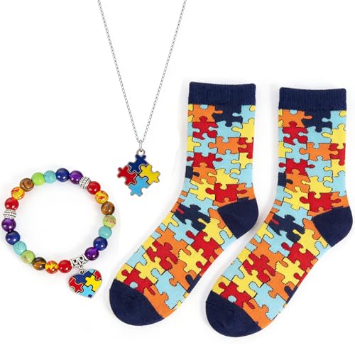 ZVUZVO Autism Awareness Socks Puzzle Pieces Set - Autism Awareness Gifts